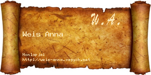 Weis Anna névjegykártya